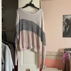 pink and grey sweater